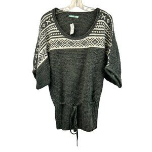 Maurices Women’s Scoop Neck Short Batwing Sleeve Sweater Gray/White XL New